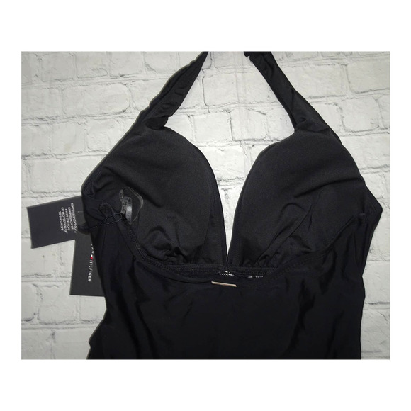 Tommy Hilfiger Plunging Halter Tummy-Control One-Piece Swimsuit, Size 6 - Picture 6 of 9